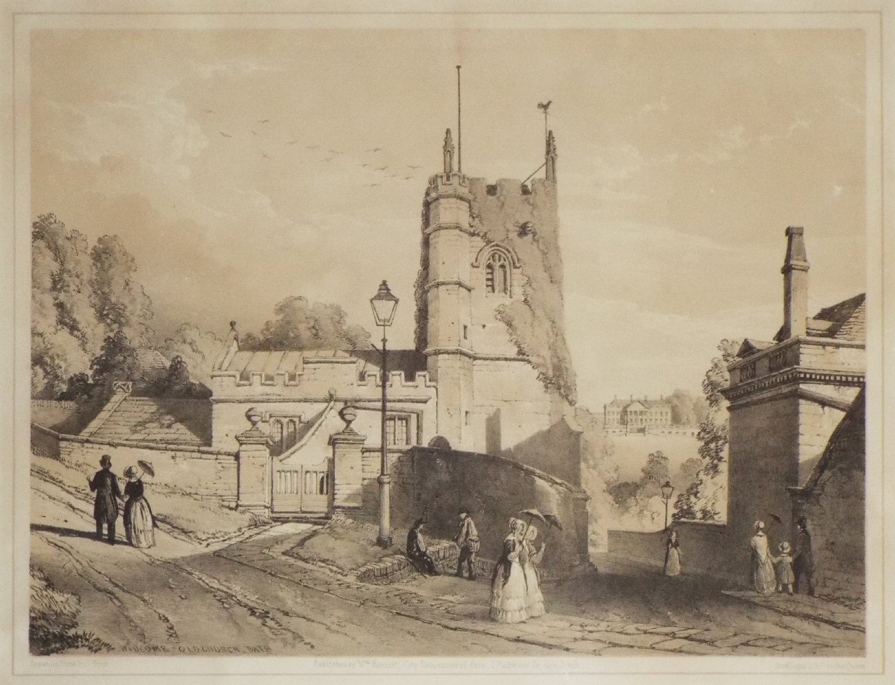 Lithograph - Widcombe Old Church, Bath. - Syer